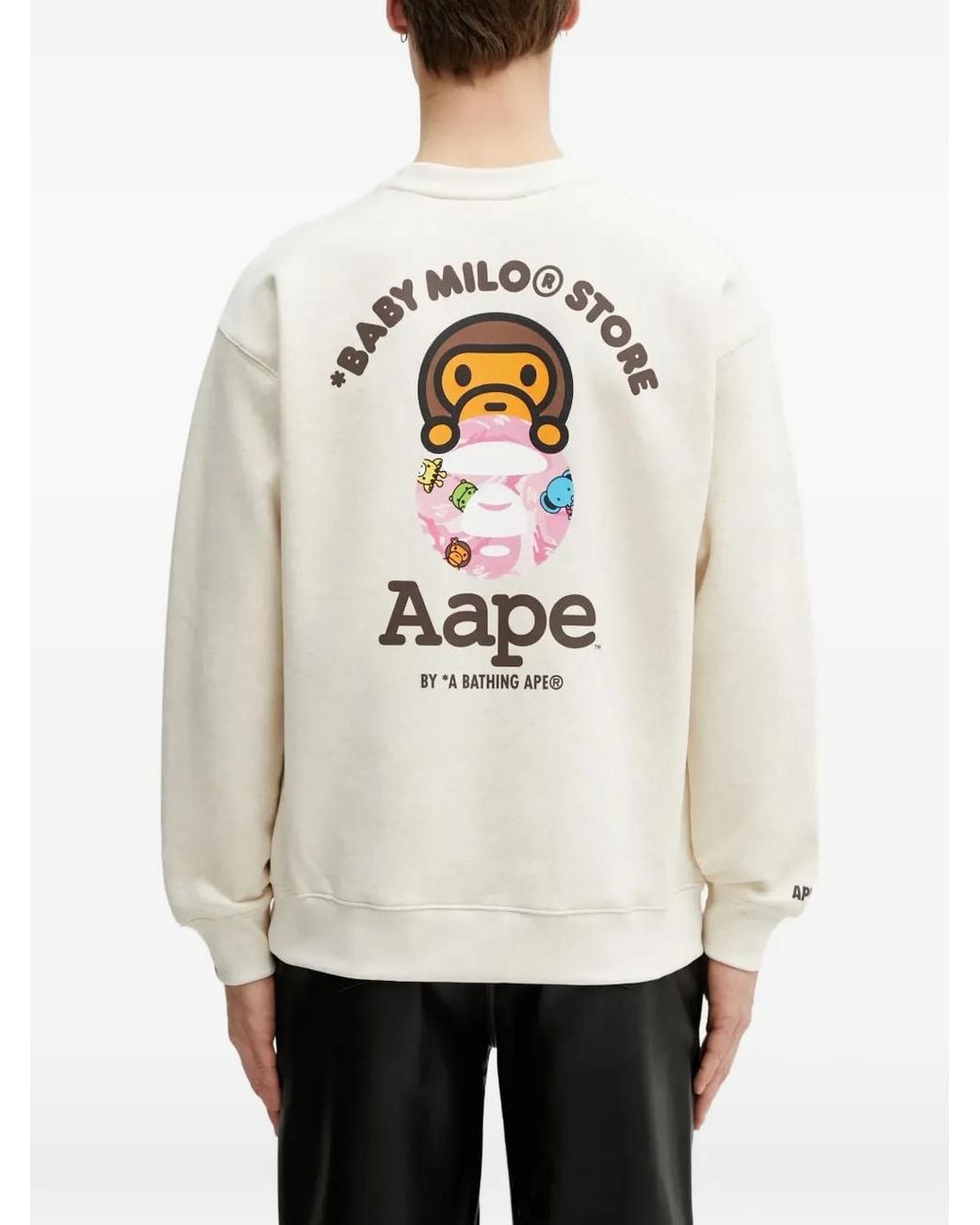 Aape By A Bathing Ape White X Baby Milo Store Aapeunvs Crew Neck Sweatshirt for men