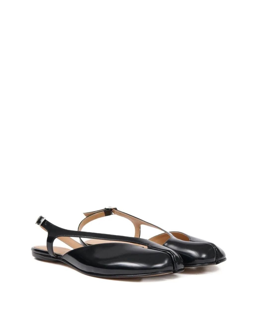 Maison Margiela Black Tabi Leather Ballets