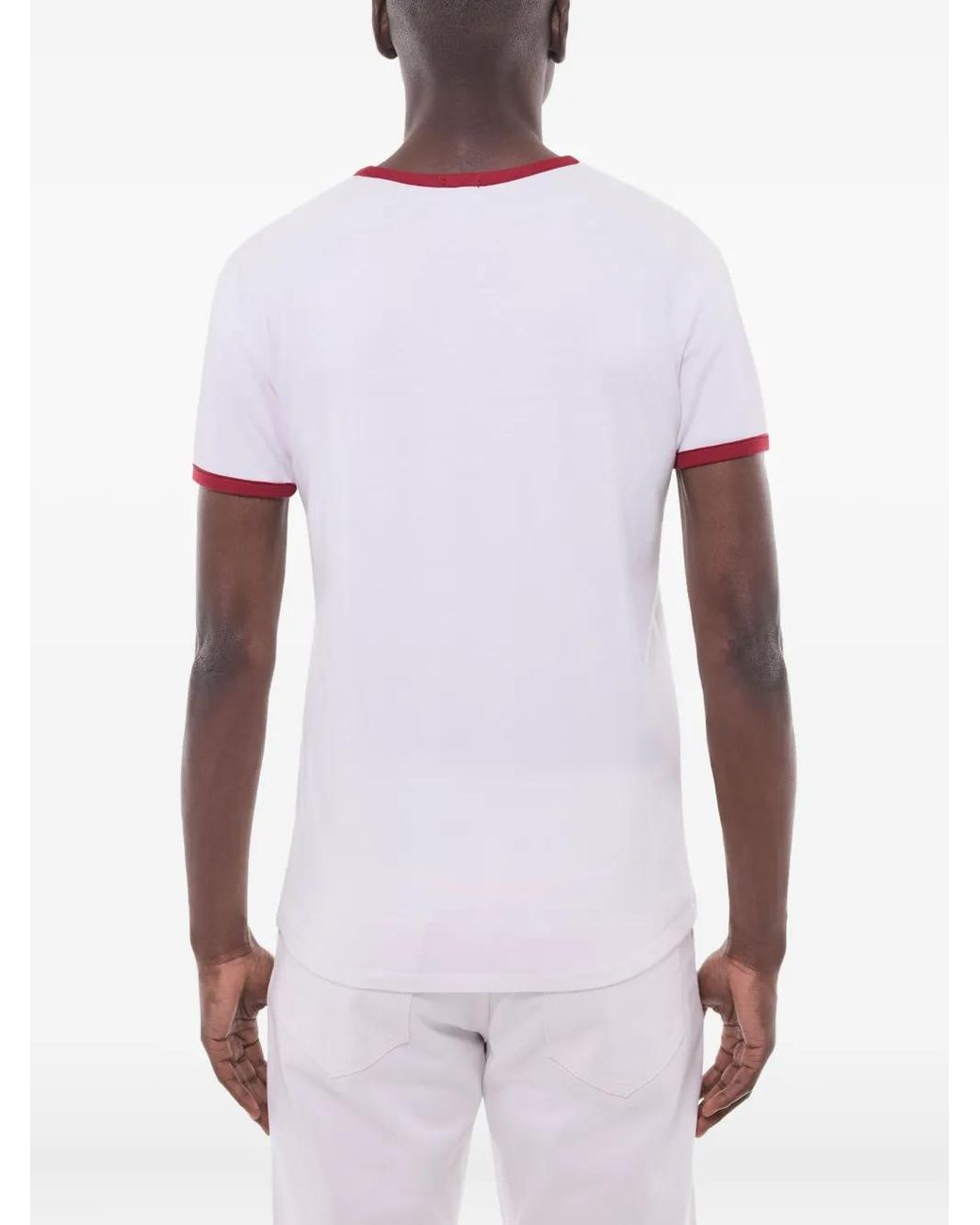 Fursac White Contrast-Trim Cotton T-Shirt for men