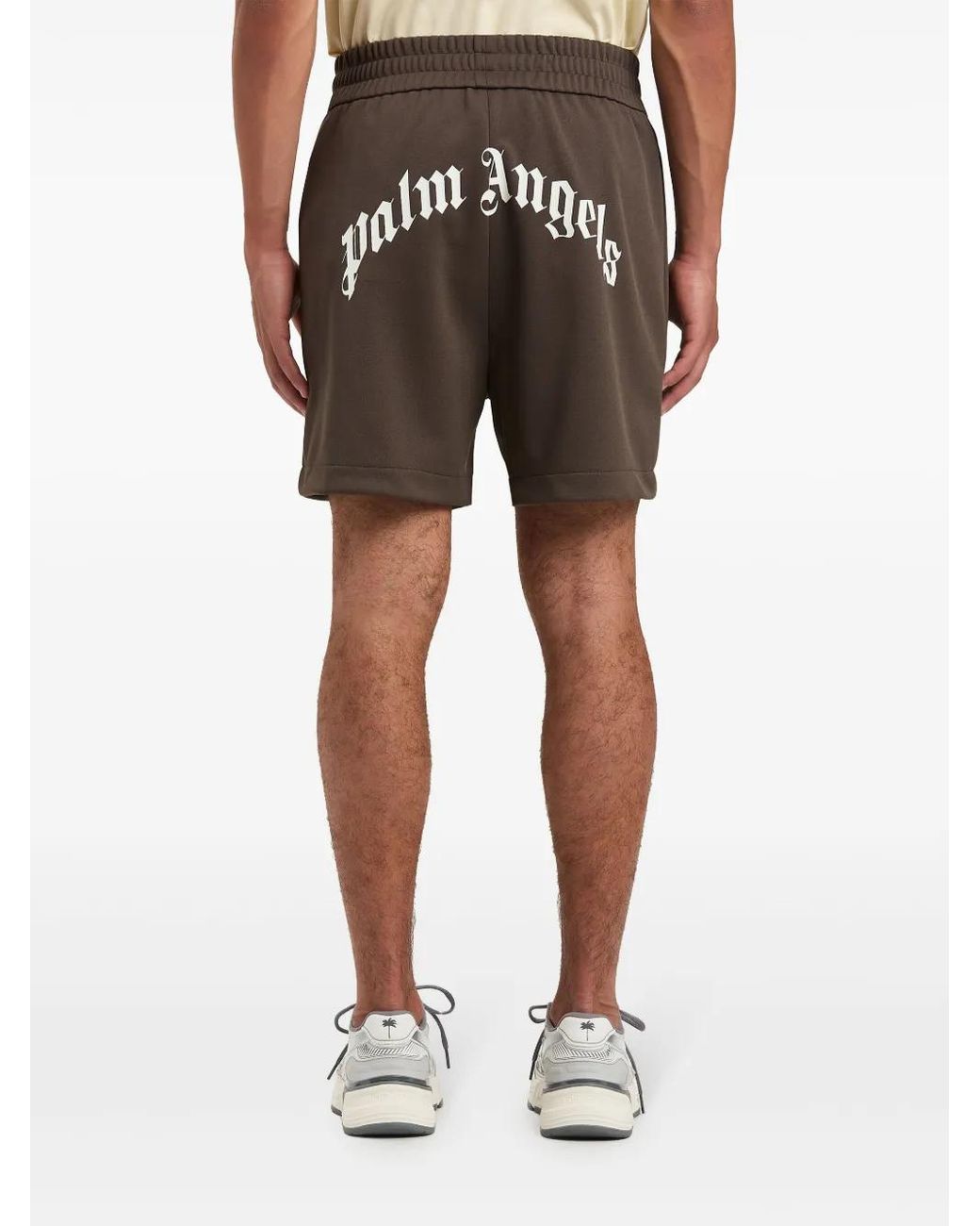 Palm Angels Brown Logo Track Shorts for men
