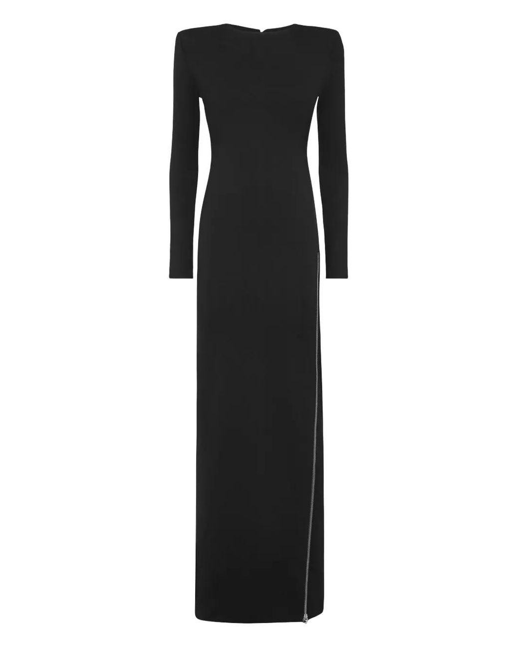 Philipp Plein Black Long-Sleeve Long Dress Fatale