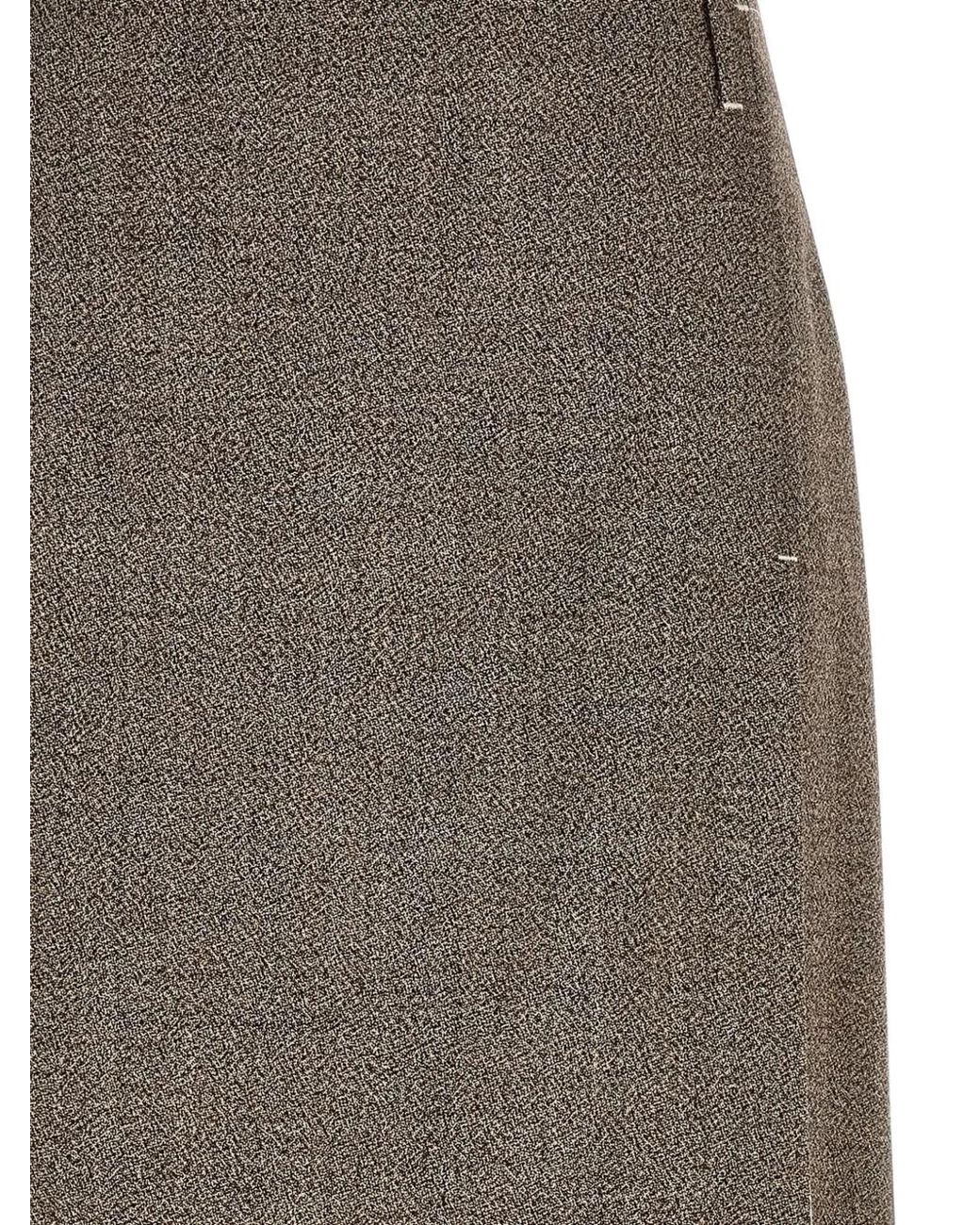 Tela Gray Layered-Hem Asymmetrical-Slit Midi Skirt