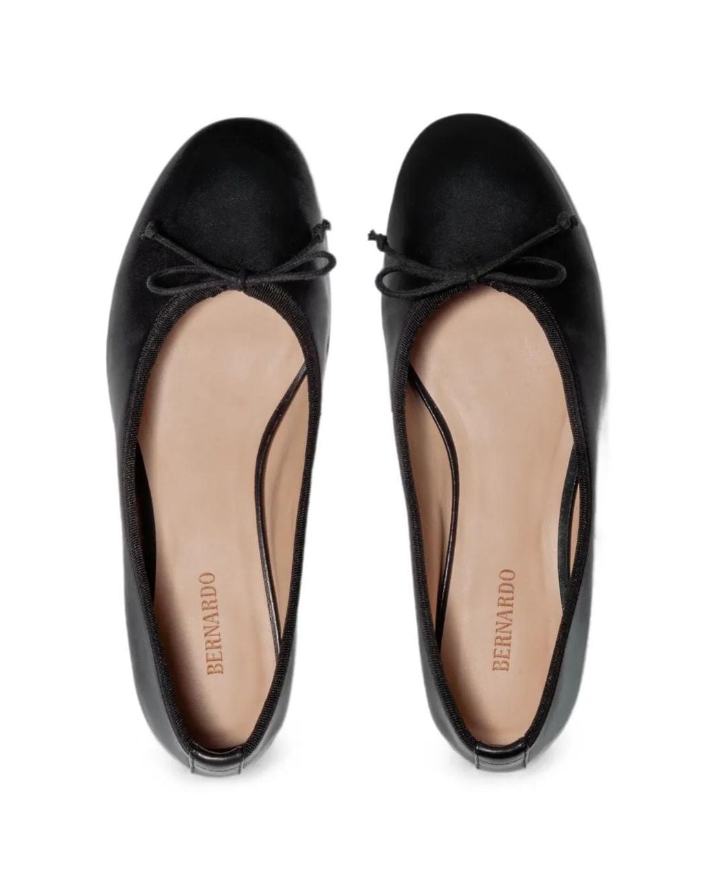Bernardo Black Bow-Detail Leather Ballet Flats