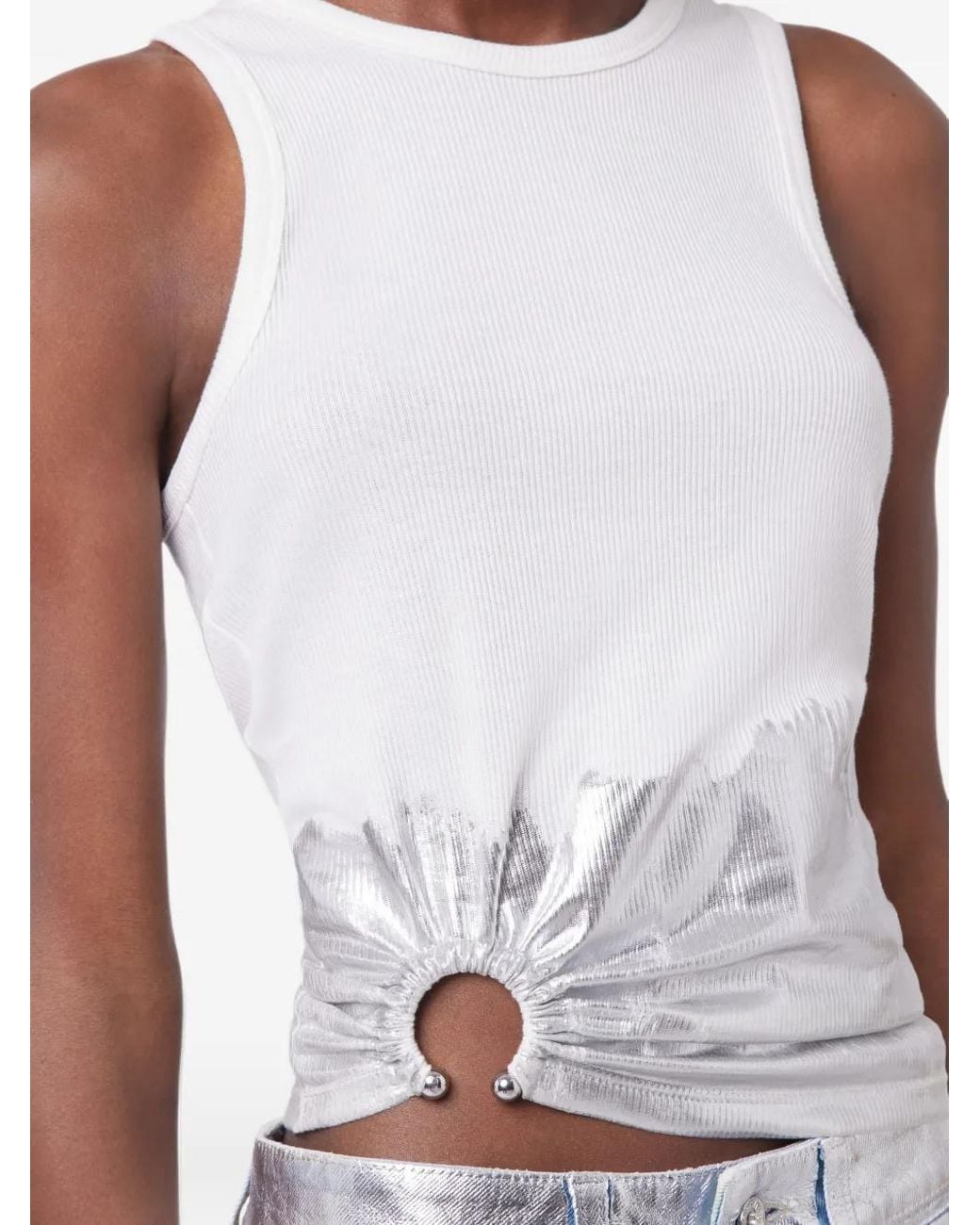 Top Con Aplique De Piercing Rabanne de color White