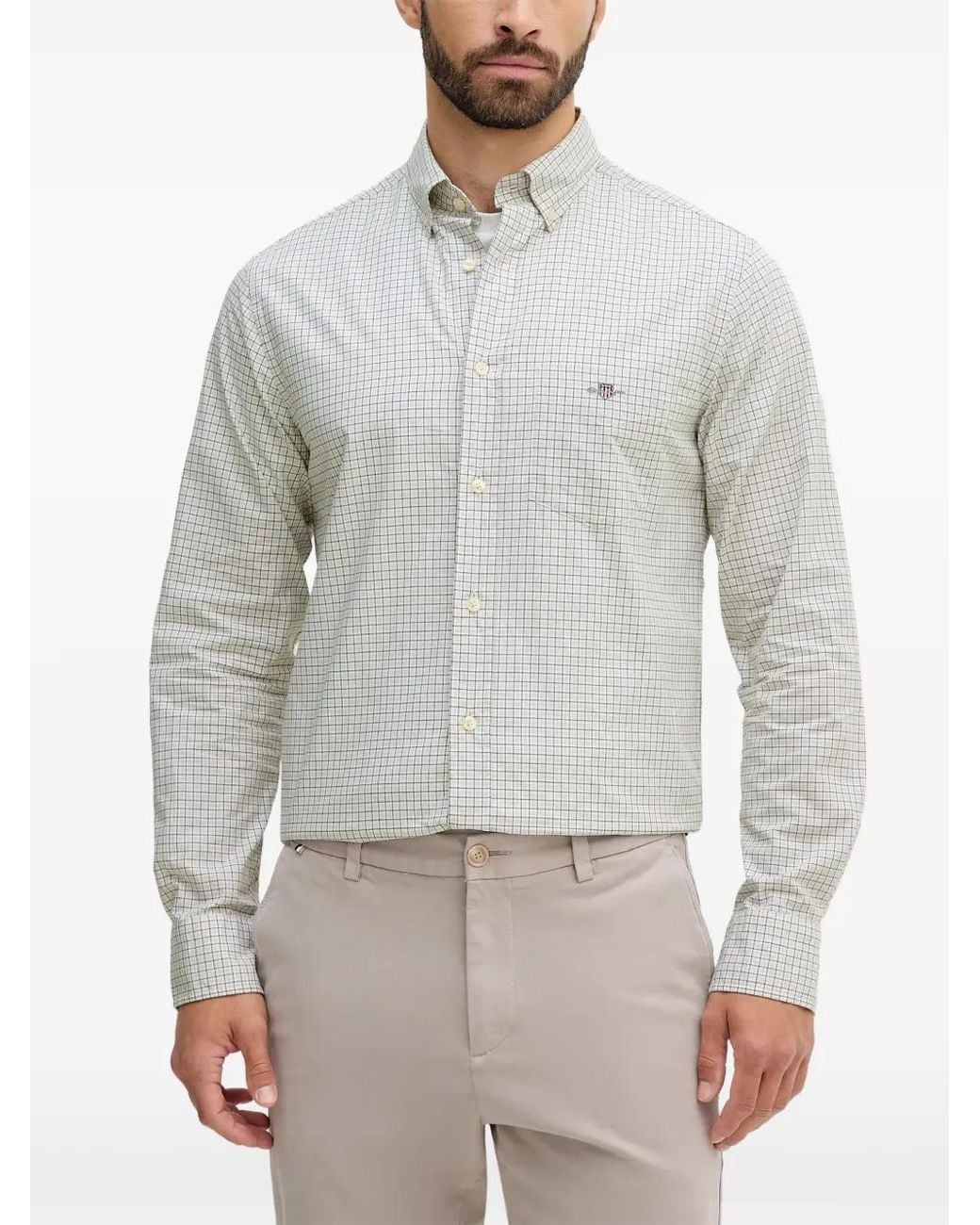 Gant Gray Checked Oxford Shirt for men