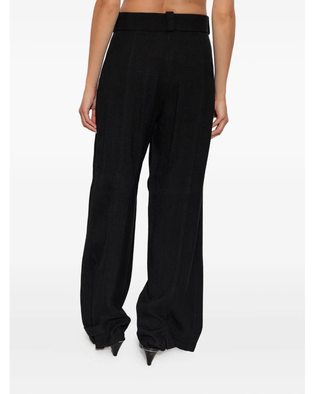 IRO Black Pleated Button-Fastening Trousers
