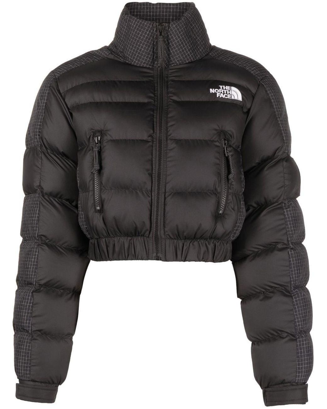 The North Face Nuptse Cropped Puffer Jacket in Black | Lyst