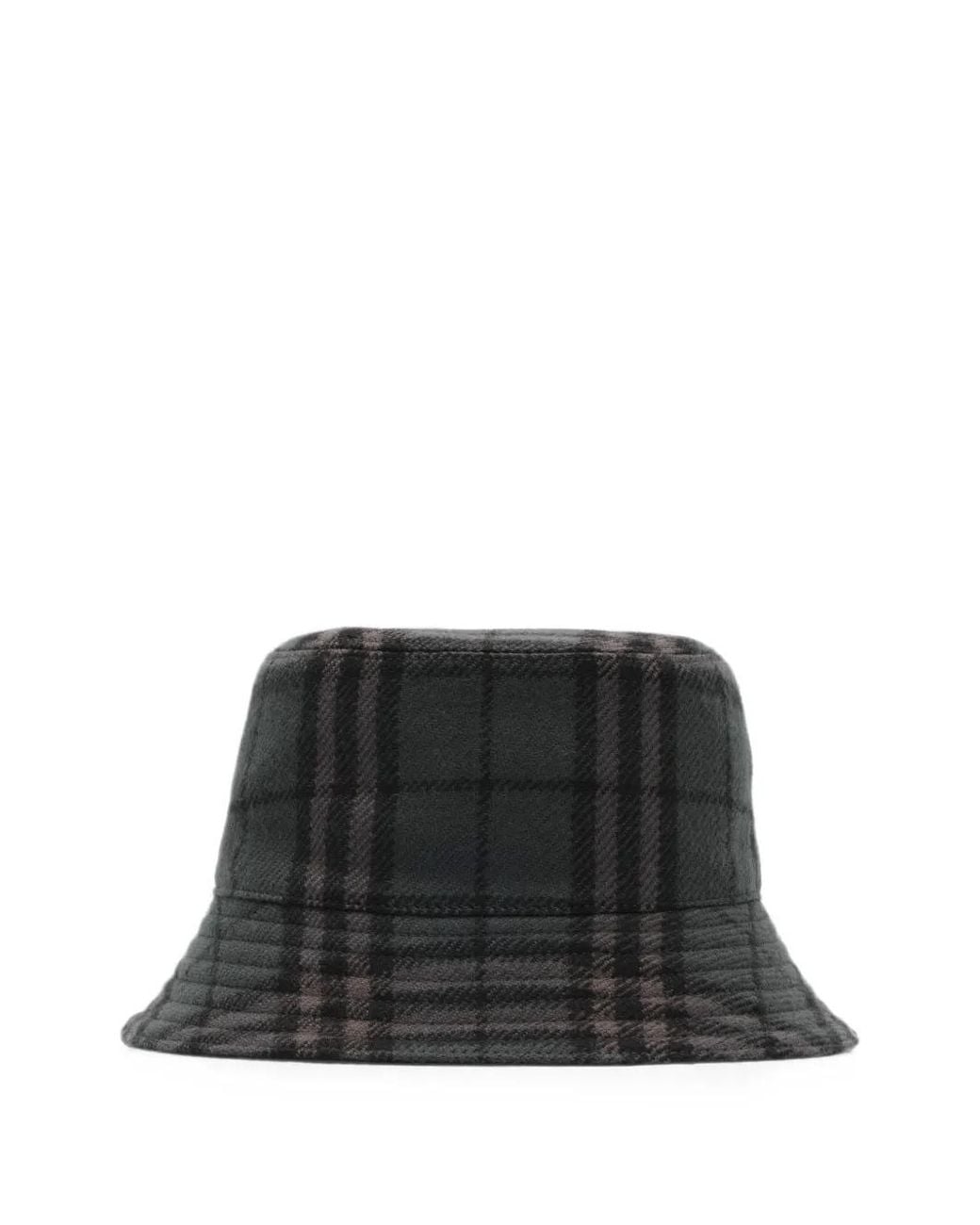 Burberry Black Reversible Check Wool Bucket Hat