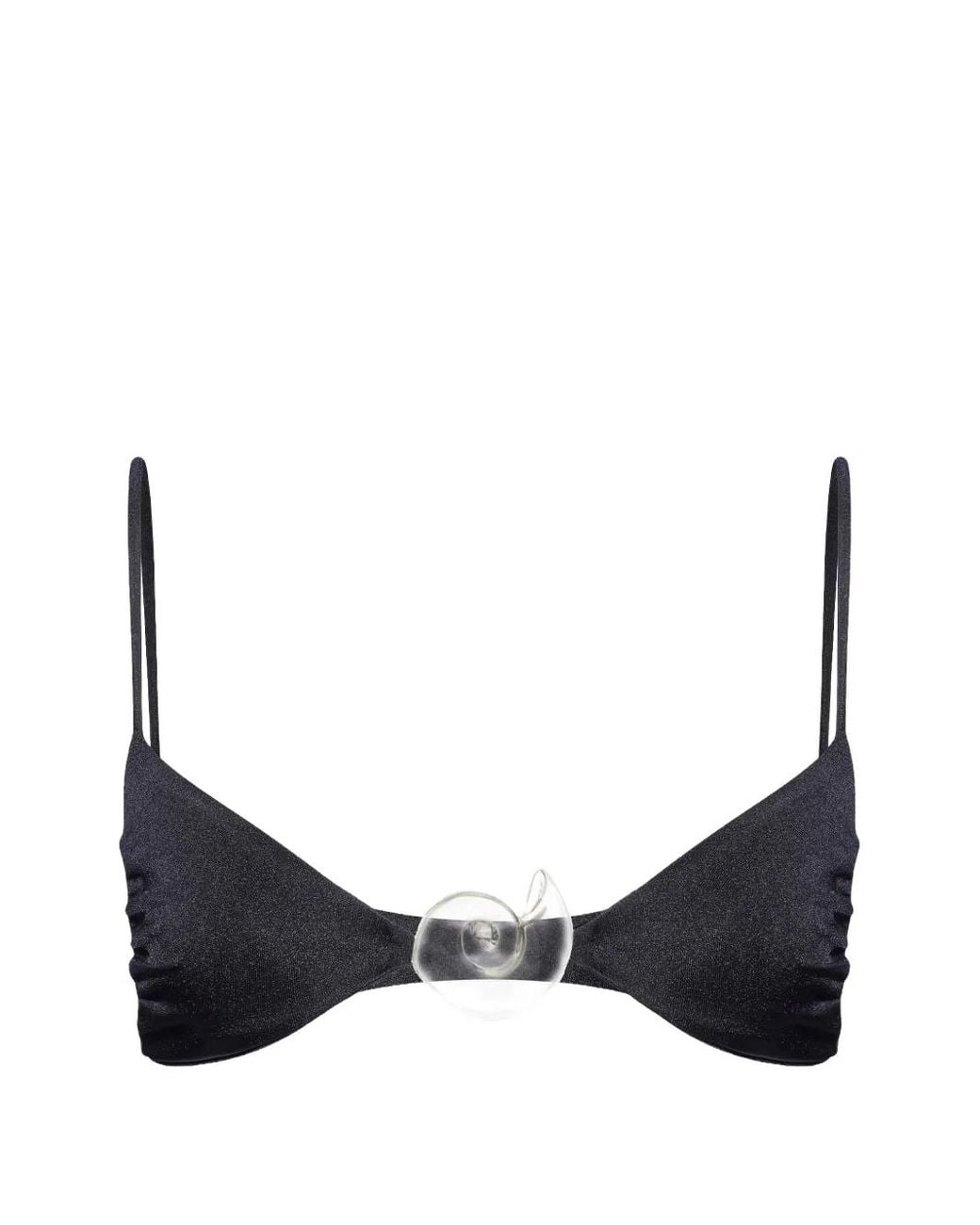 Salt & Wave Black Aphrodite Shell-Detail Bikini Top