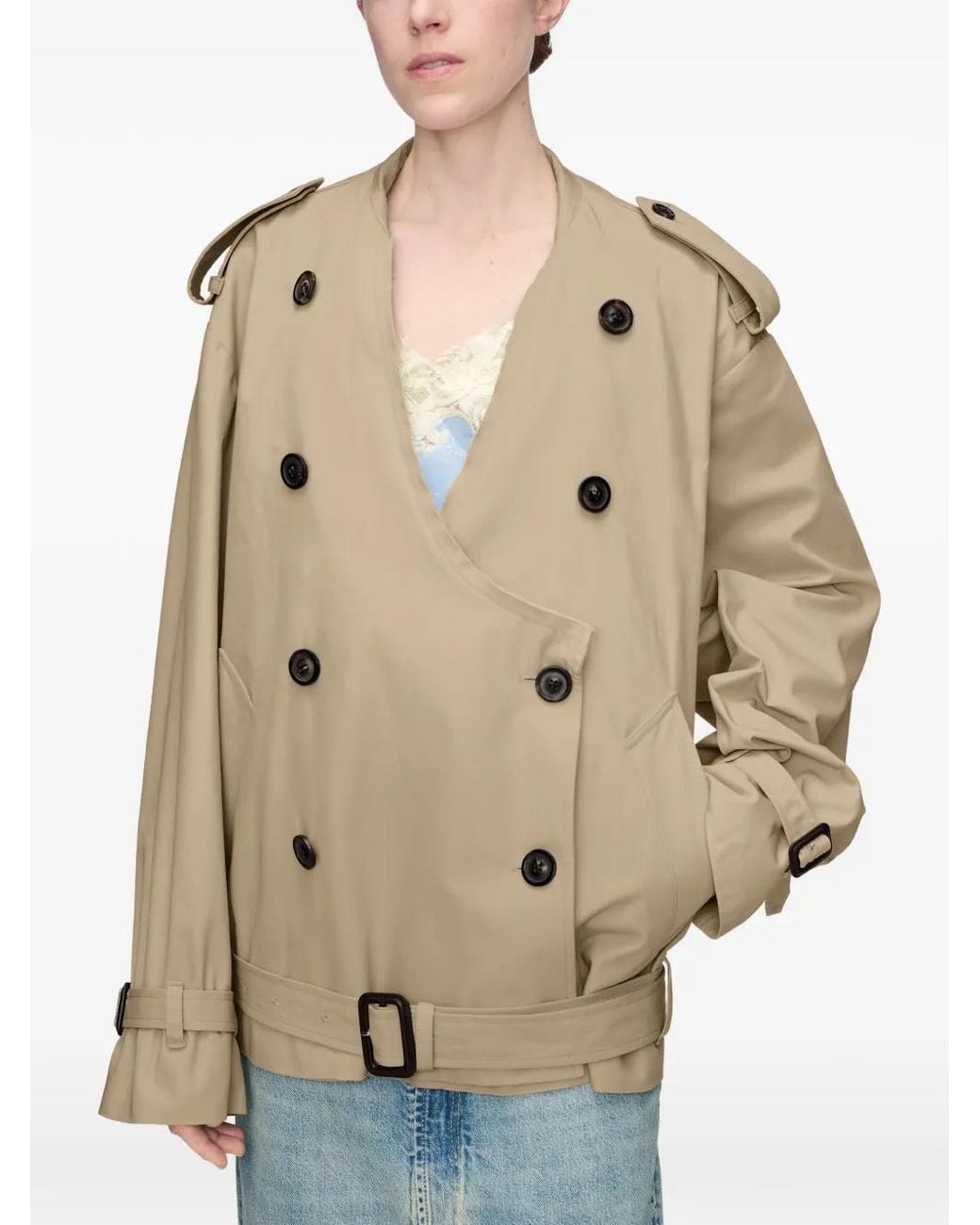 Maison Margiela Natural Folded Collar Cotton Caban