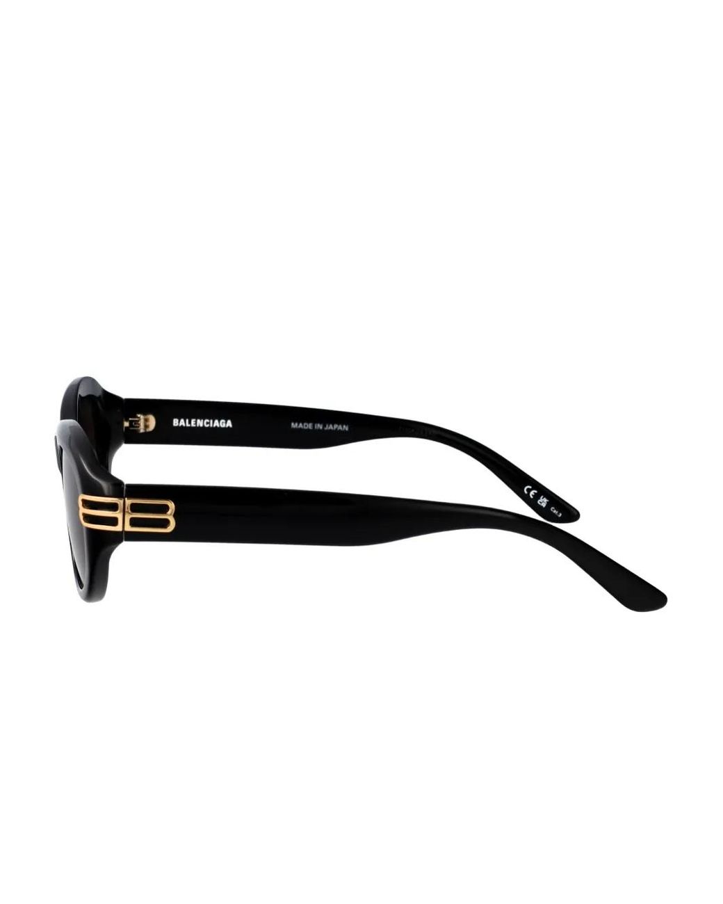Balenciaga Black Logo Oval-Frame Sunglasses