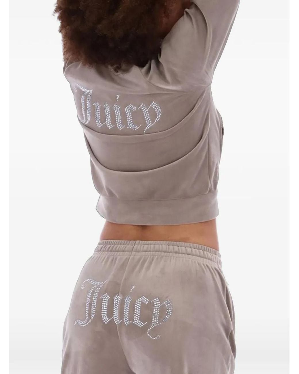 Juicy Couture Gray Rhinestone-Embellished Zip-Up Sweatshirt