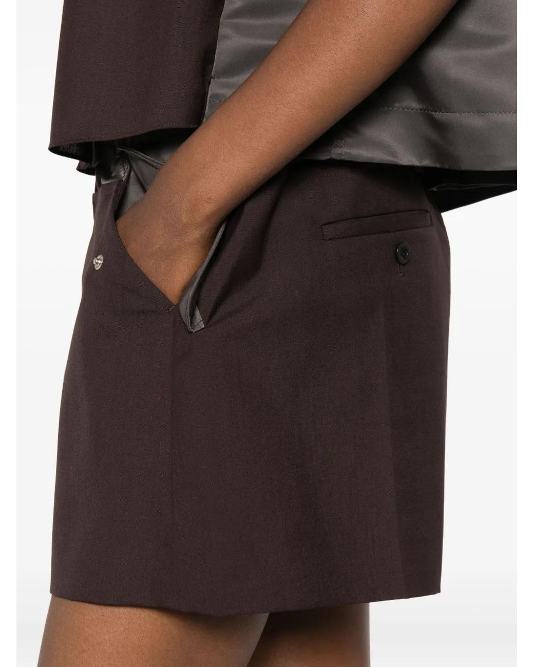Sacai Brown Panelled Tailored Shorts