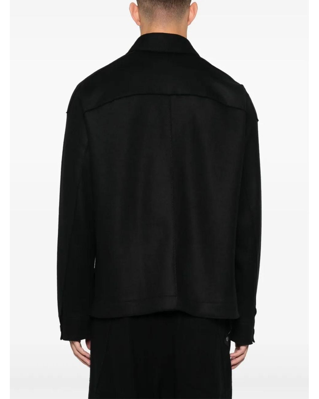 Transit Wollen Gerafeld Shirtjack in het Black voor heren