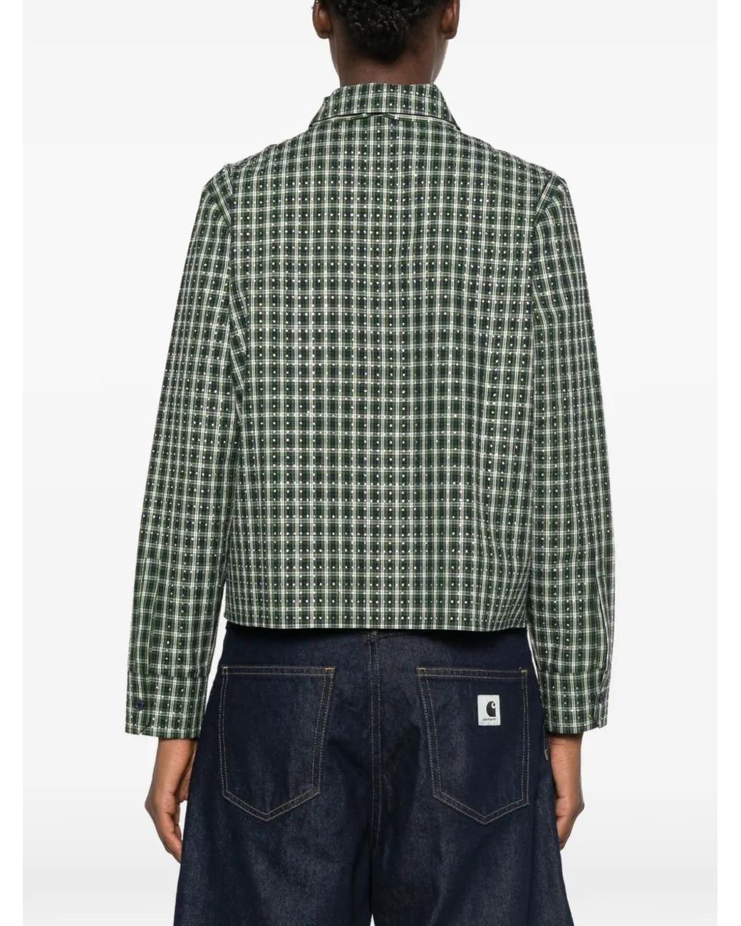Maje Green Chemise À Carreaux Et Lavallière