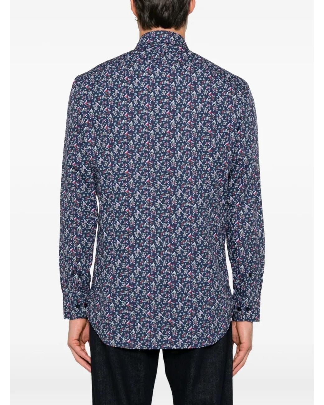 Etro Blue Floral-Print Shirt for men