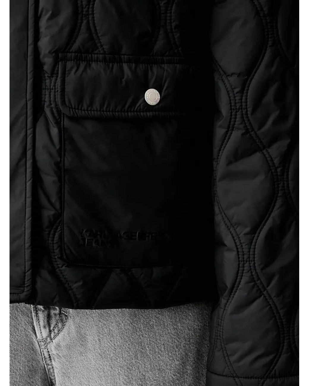 Karl Lagerfeld Black Veste Matelassée À Épaules Tombantes