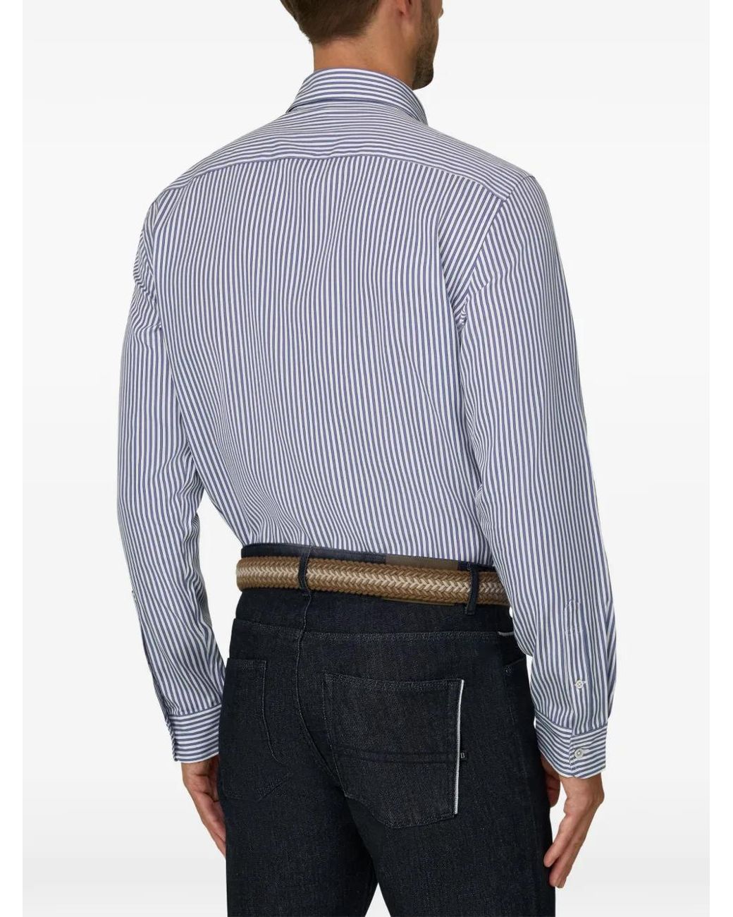 Boggi Blue Shirt Striped Poplin Regular Fit for men