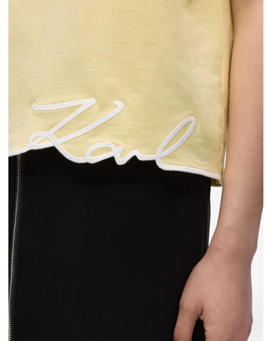 Karl Lagerfeld Natural Signature-Hem Tank Top