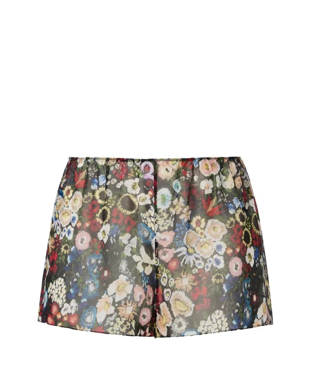Khaite Metallic Floral-Print Shorts