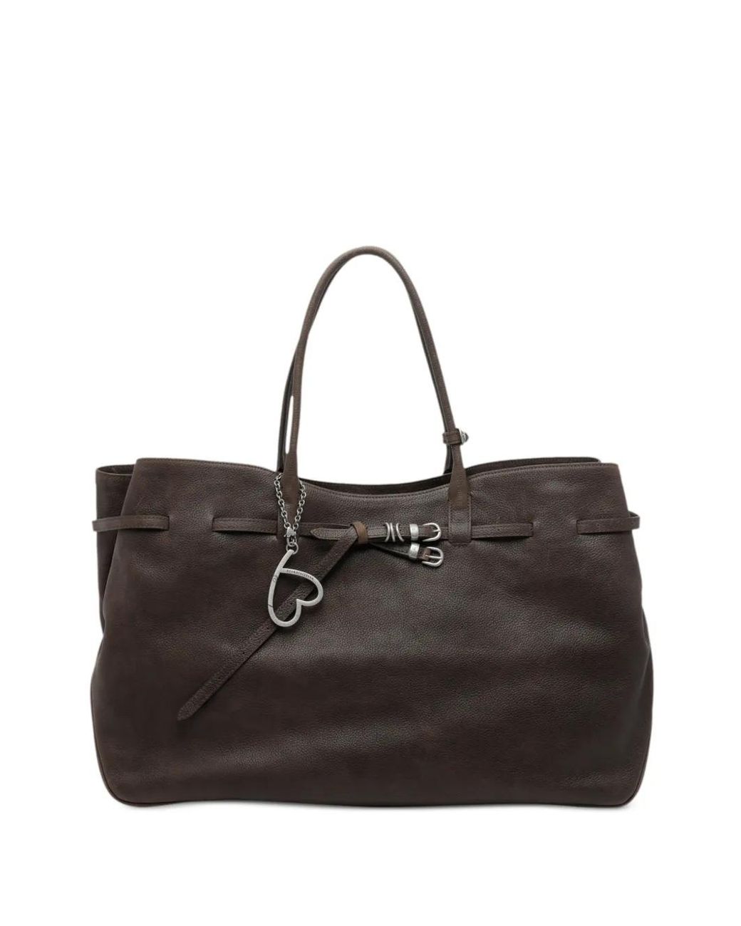 MARGE SHERWOOD Black Buckle-Detail Heart-Charm Shoulder Bag