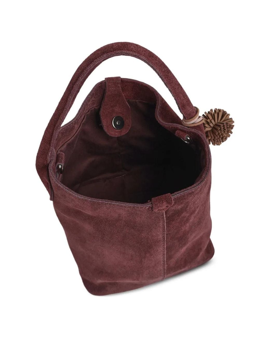 Date Red Tassel-Detail Suede Bucket Bag