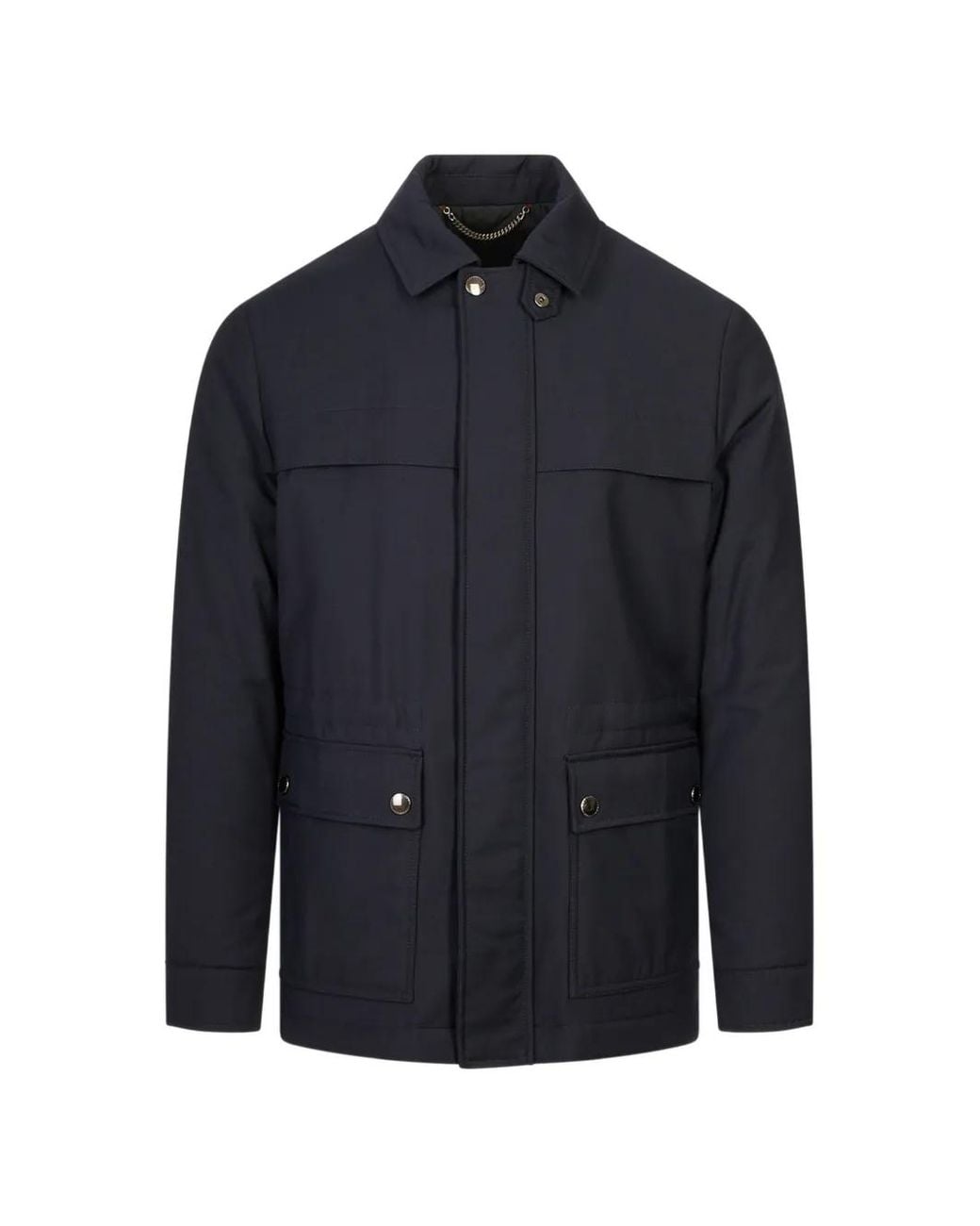 Canali Blue Concealed-Fastening Jacket for men