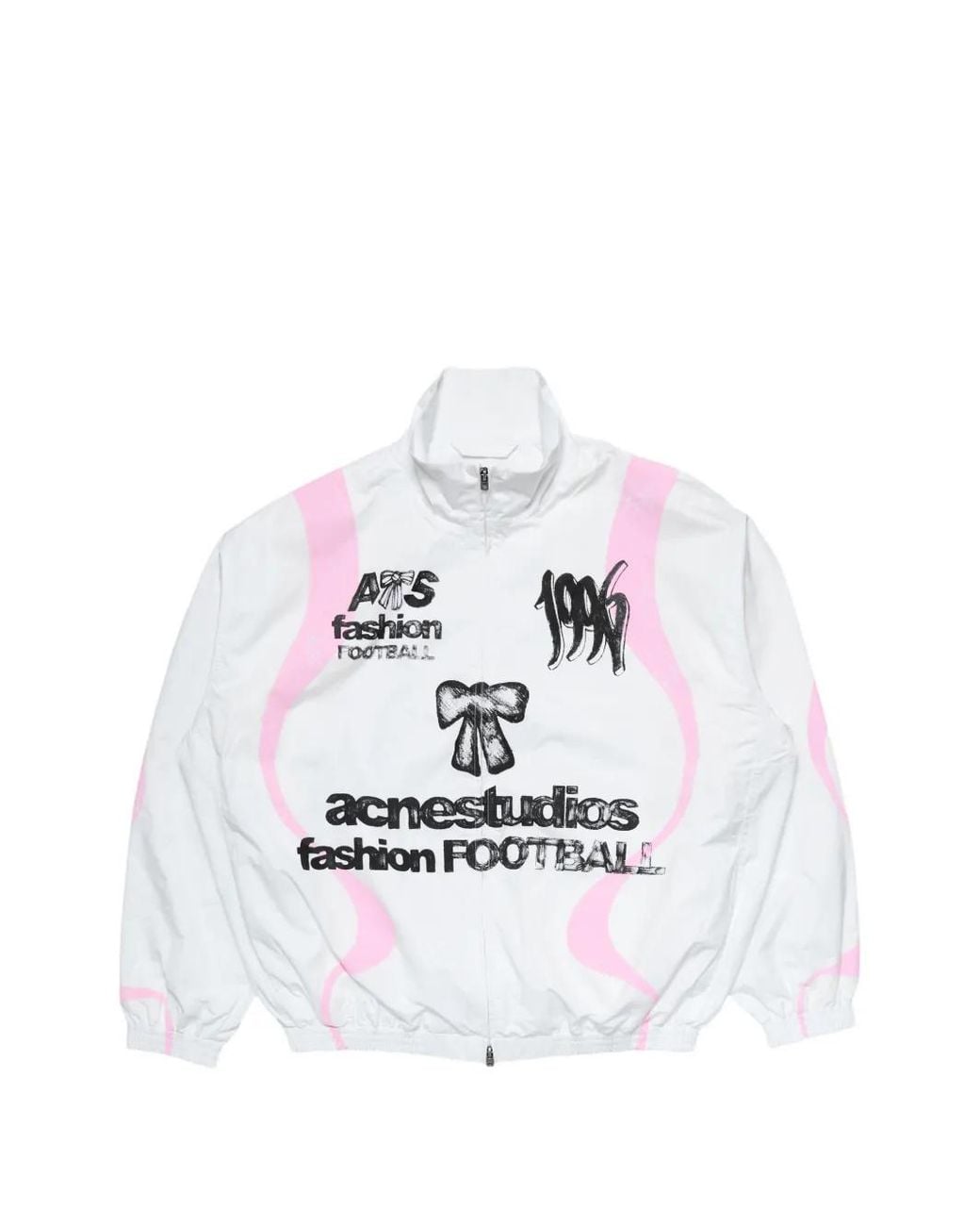 Acne White Technical Jacket With Logo