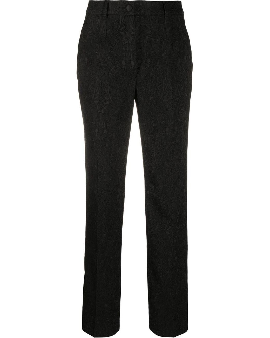 Dolce & Gabbana Synthetic Jacquard Floral Trousers in Black - Lyst
