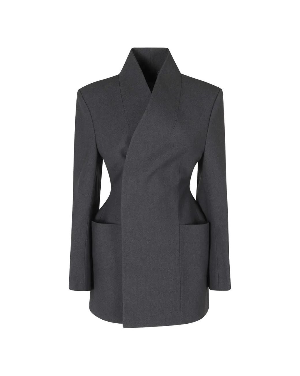 LA PISCINE Black Sculpted Single-Breasted Blazer