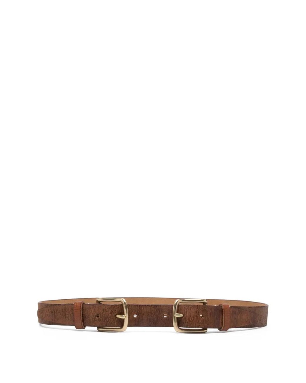 R13 White Double-Buckle Belt