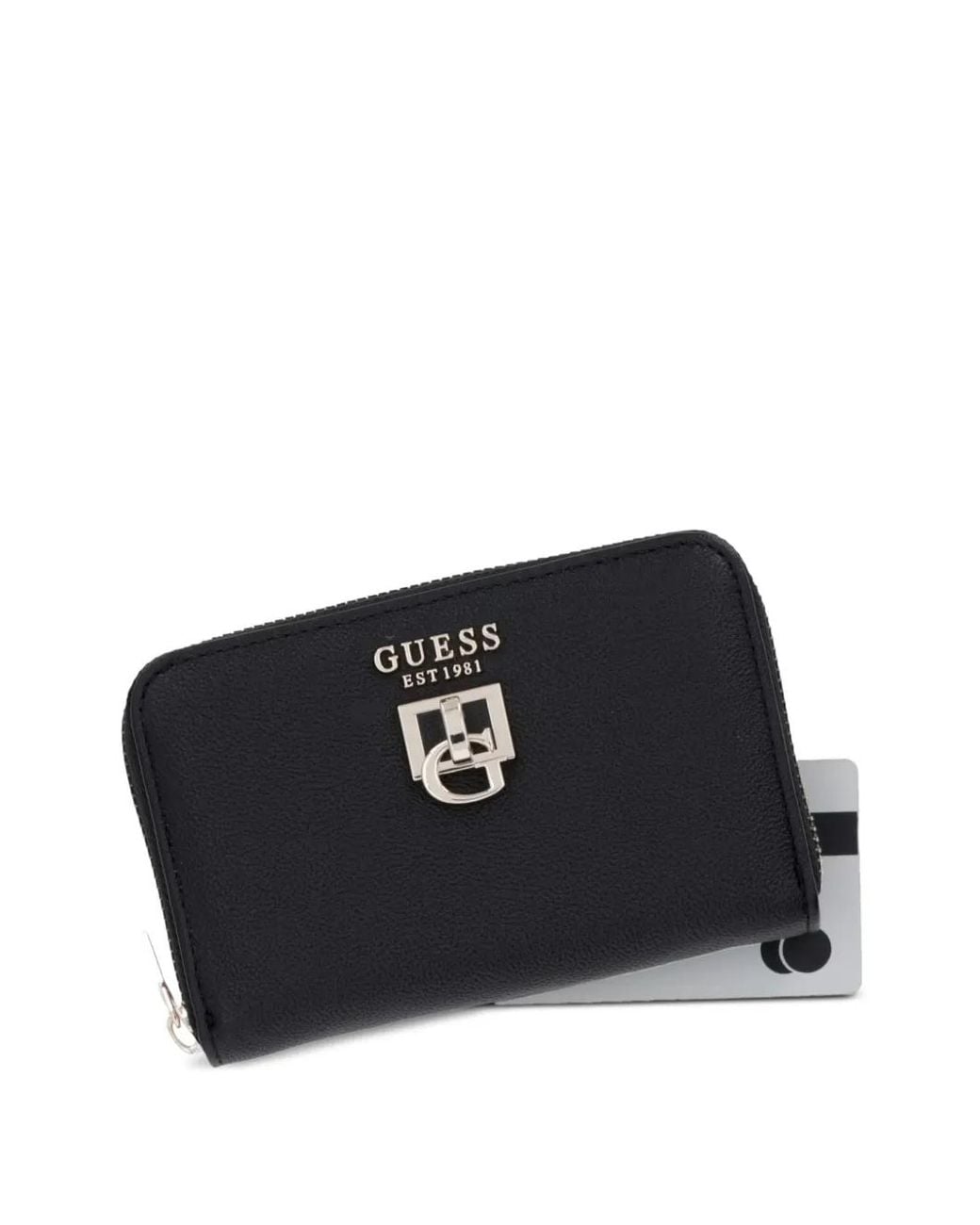 Guess Black Bianca Logo-Plaque Zip-Around Wallet