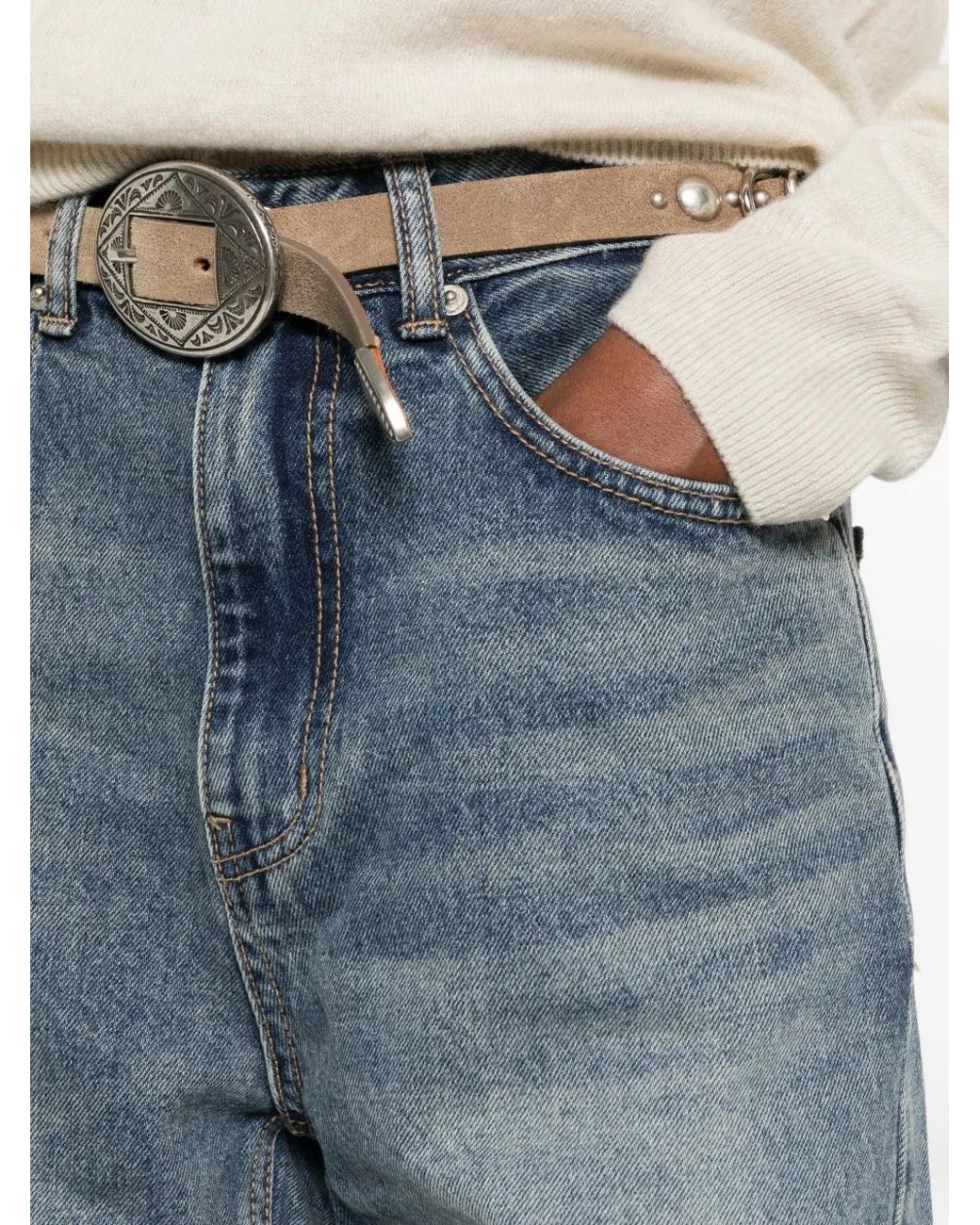 Vaqueros Anchos Con Efecto Descolorido Low Classic de color Blue