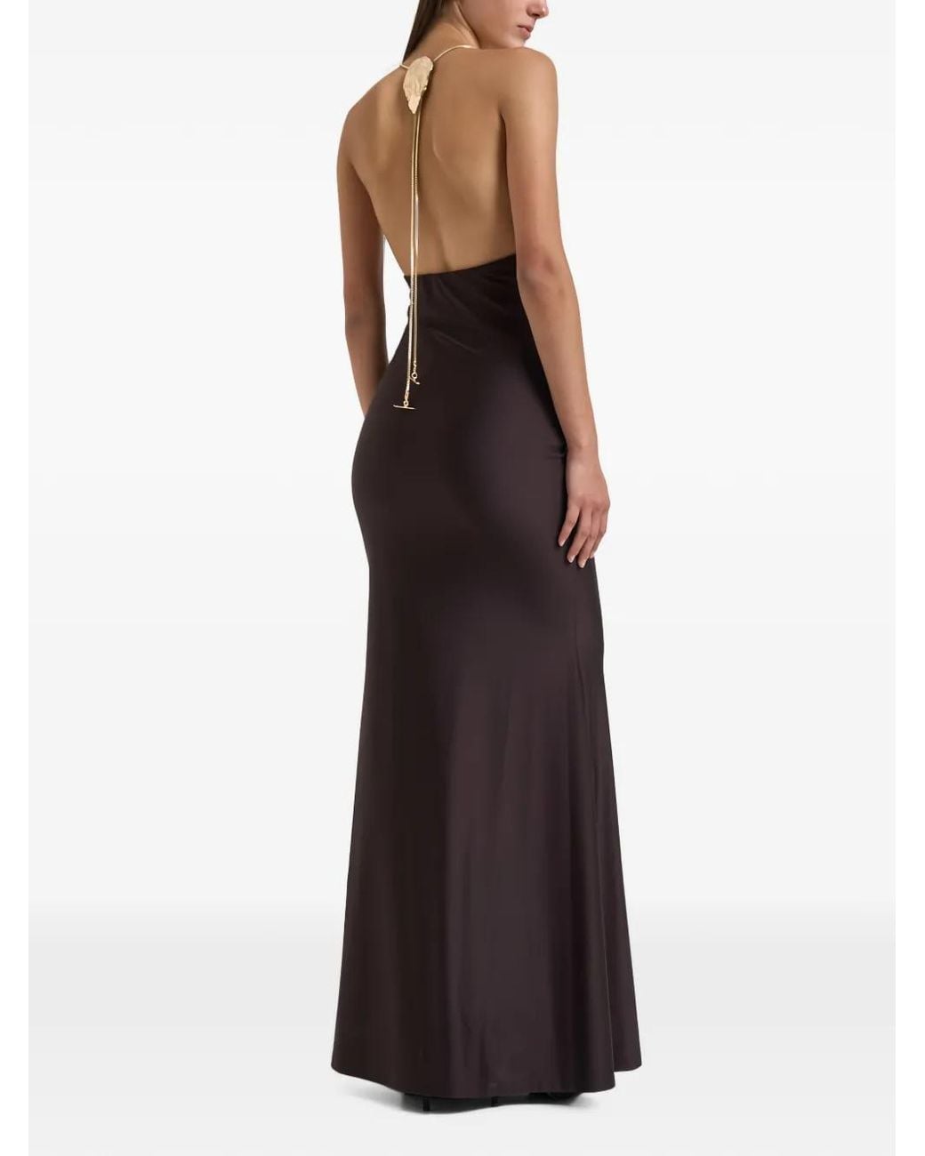 Danamé Brown Calliane Cut-Out Halterneck Maxi Dress