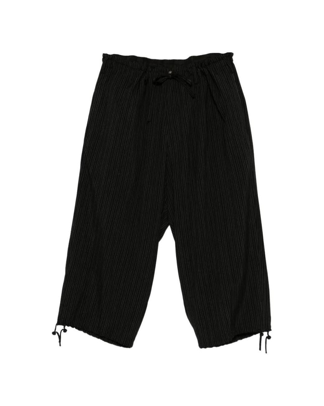 Yohji Yamamoto Black Striped-Pattern Trousers for men