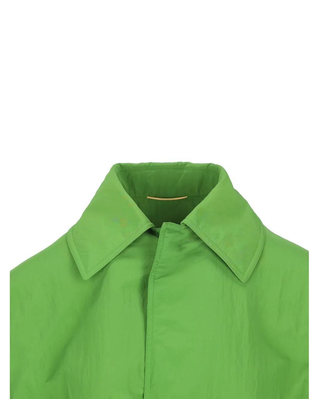 Saint Laurent Green Trench Simple Croisure Vert Prairie Polyester Coat