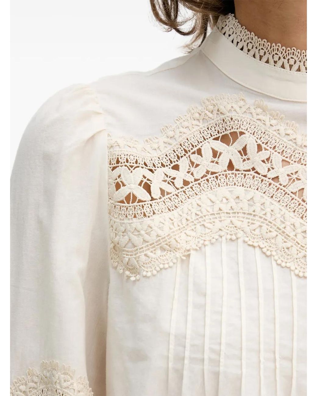Ouí White Lace-Detail Blouse