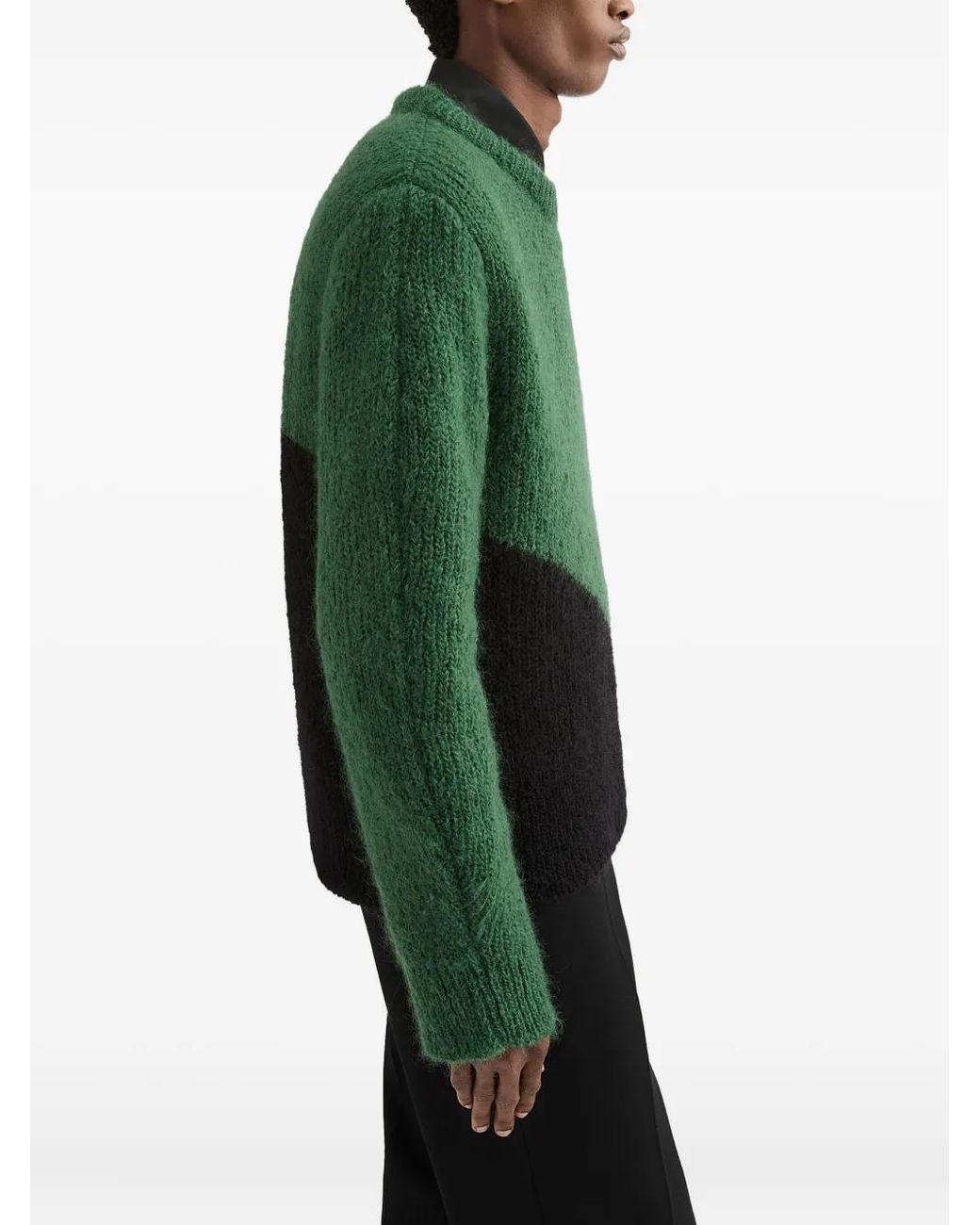 Jil Sander Green Colourblock Sweater for men