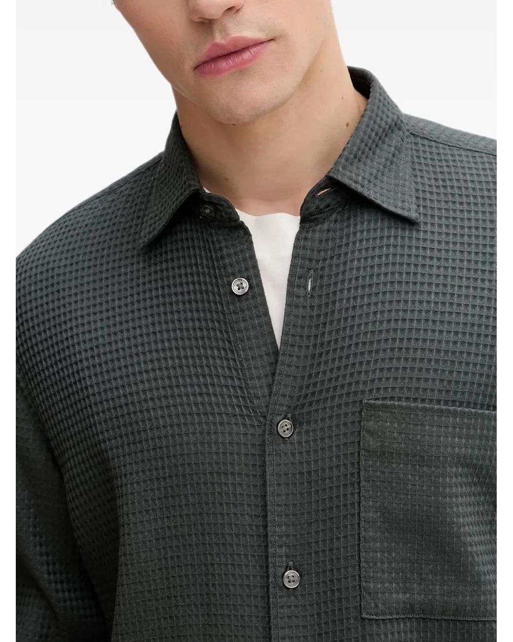 Marc O' Polo Black Textured Chest-Pocket Shirt for men
