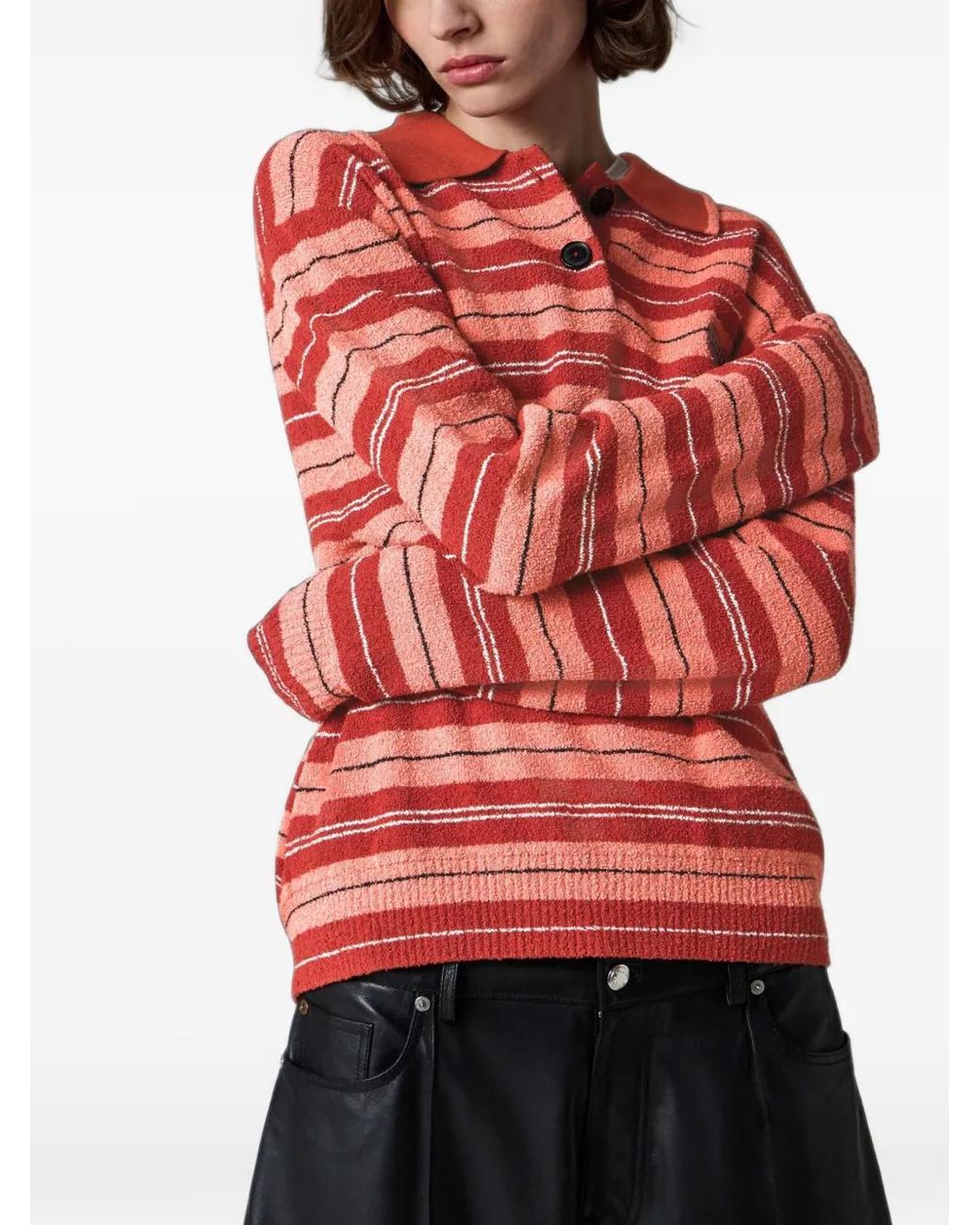 Paul Smith Red Striped Button-Down Jumper