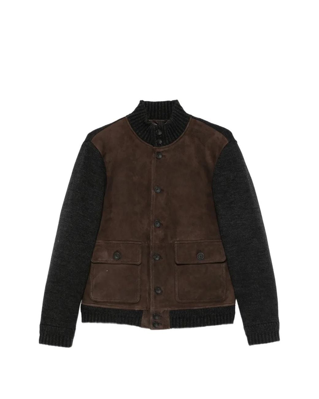 The Jack Leathers Black Suede Panelled Knitted Jacket for men