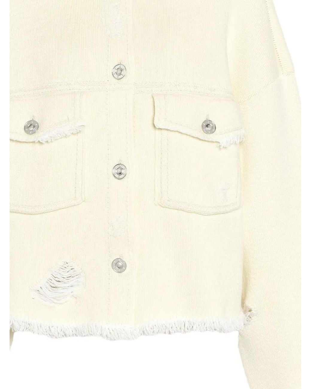 Barrie White Fringed-Trim Distressed-Finish Jacket