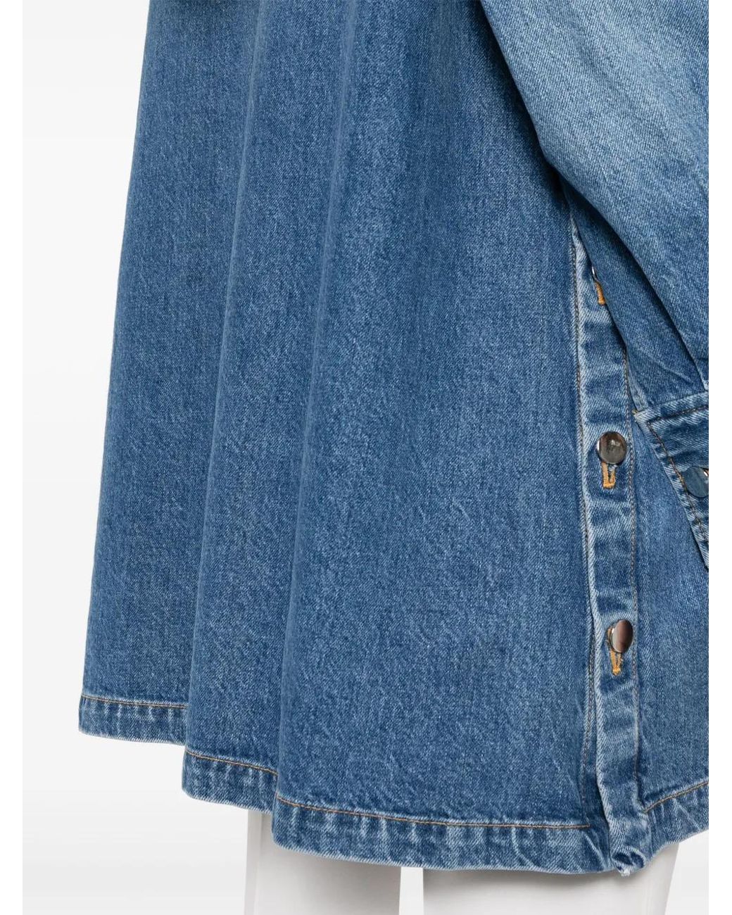 Plan C Blue Side-Buttoned Denim Blouse
