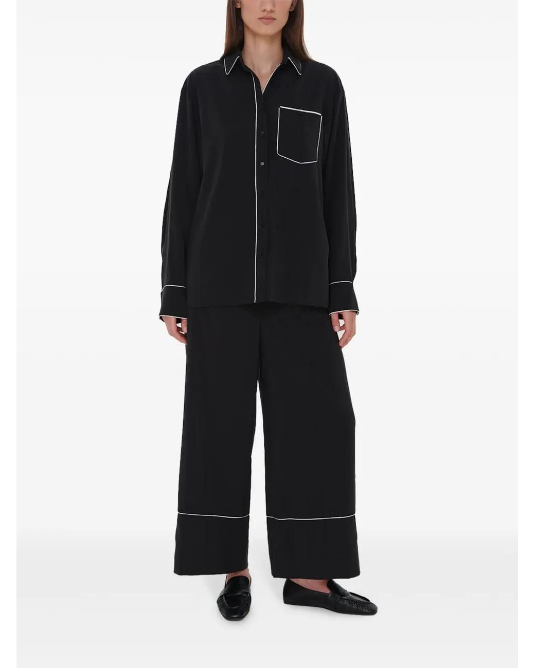 A.M.G Black Contrast-Trim Shirt