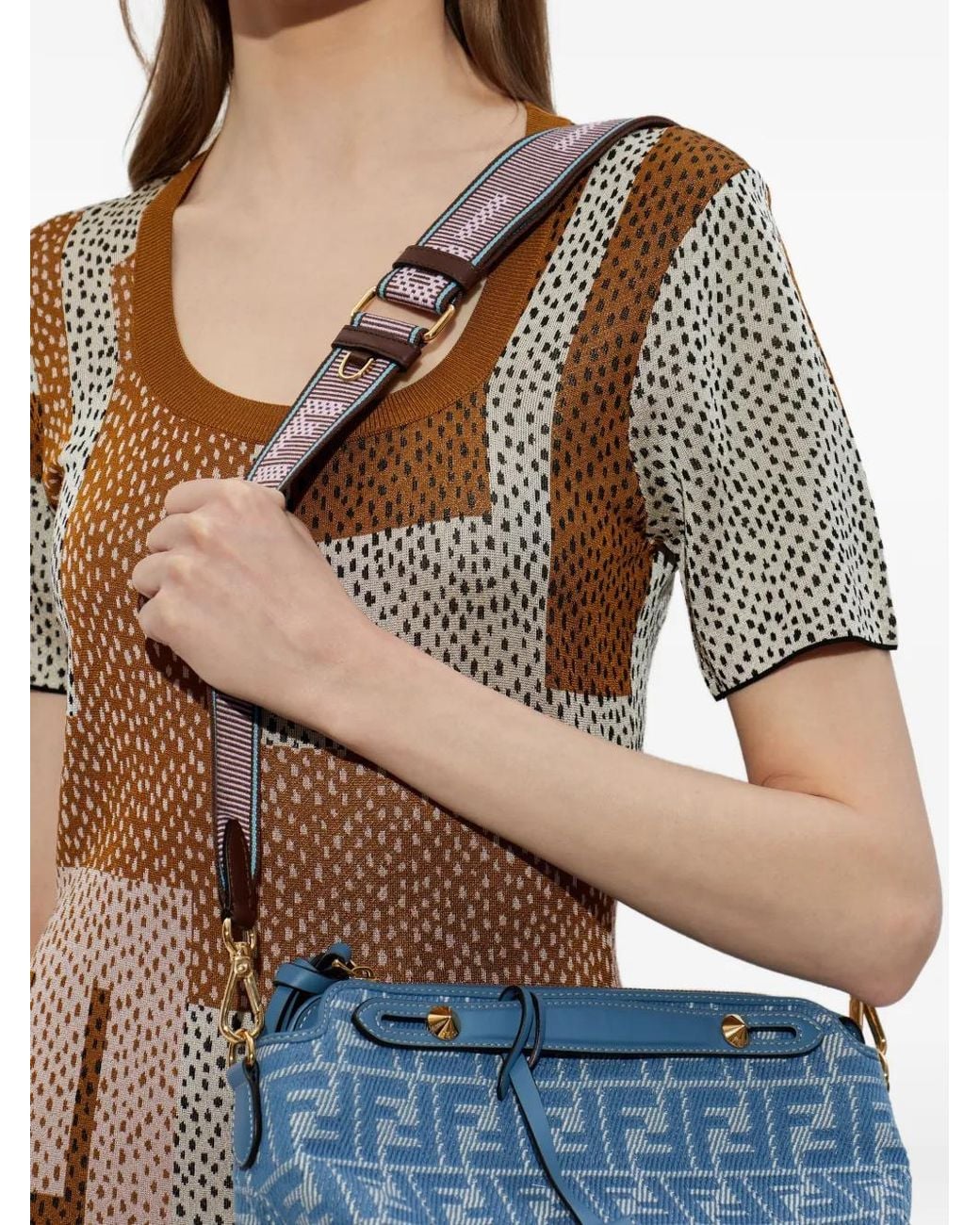 Fendi White Strap You Ff-Motif Bag Strap