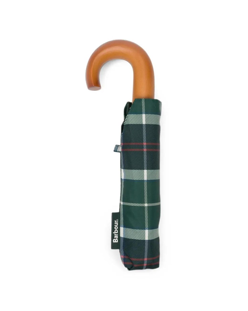 Barbour Blue Tartan-Pattern Wooden-Handle Umbrella