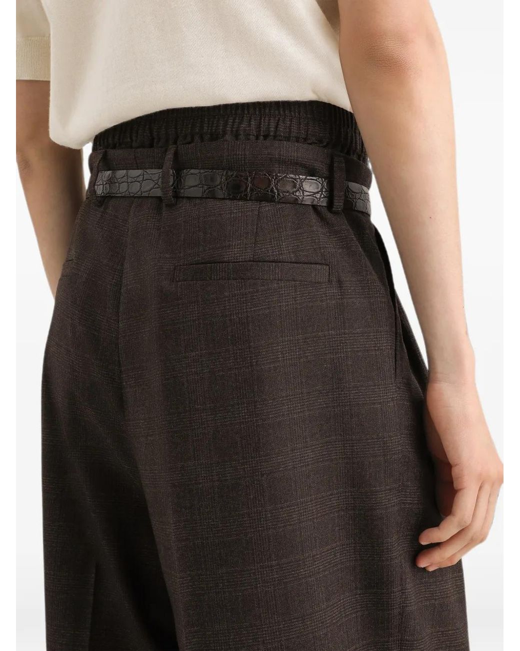 Dolce & Gabbana Brown Dolce & Gabbana Glen Wool Check Trousers for men