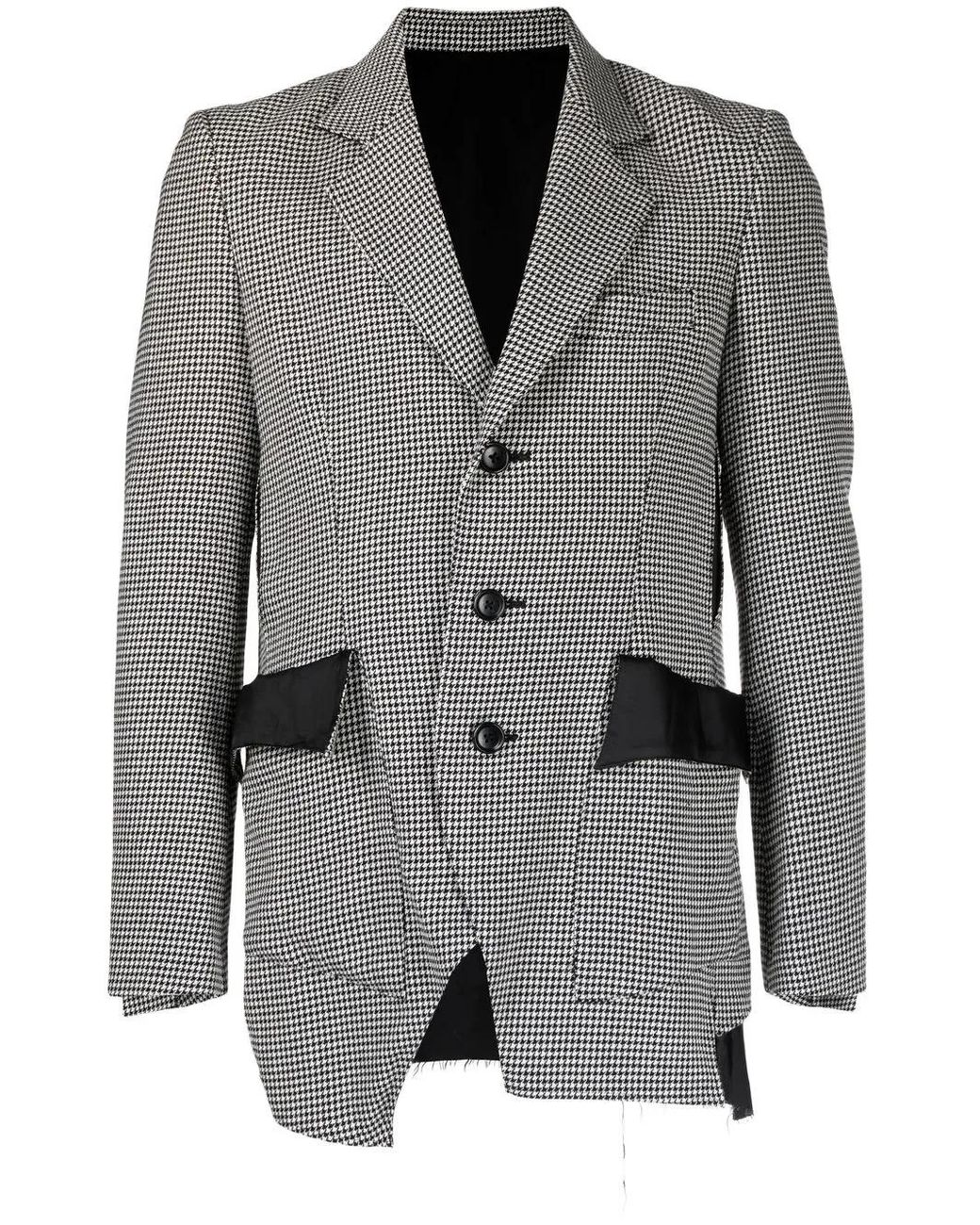 Sulvam Gray Houndstooth Layered Blazer for men