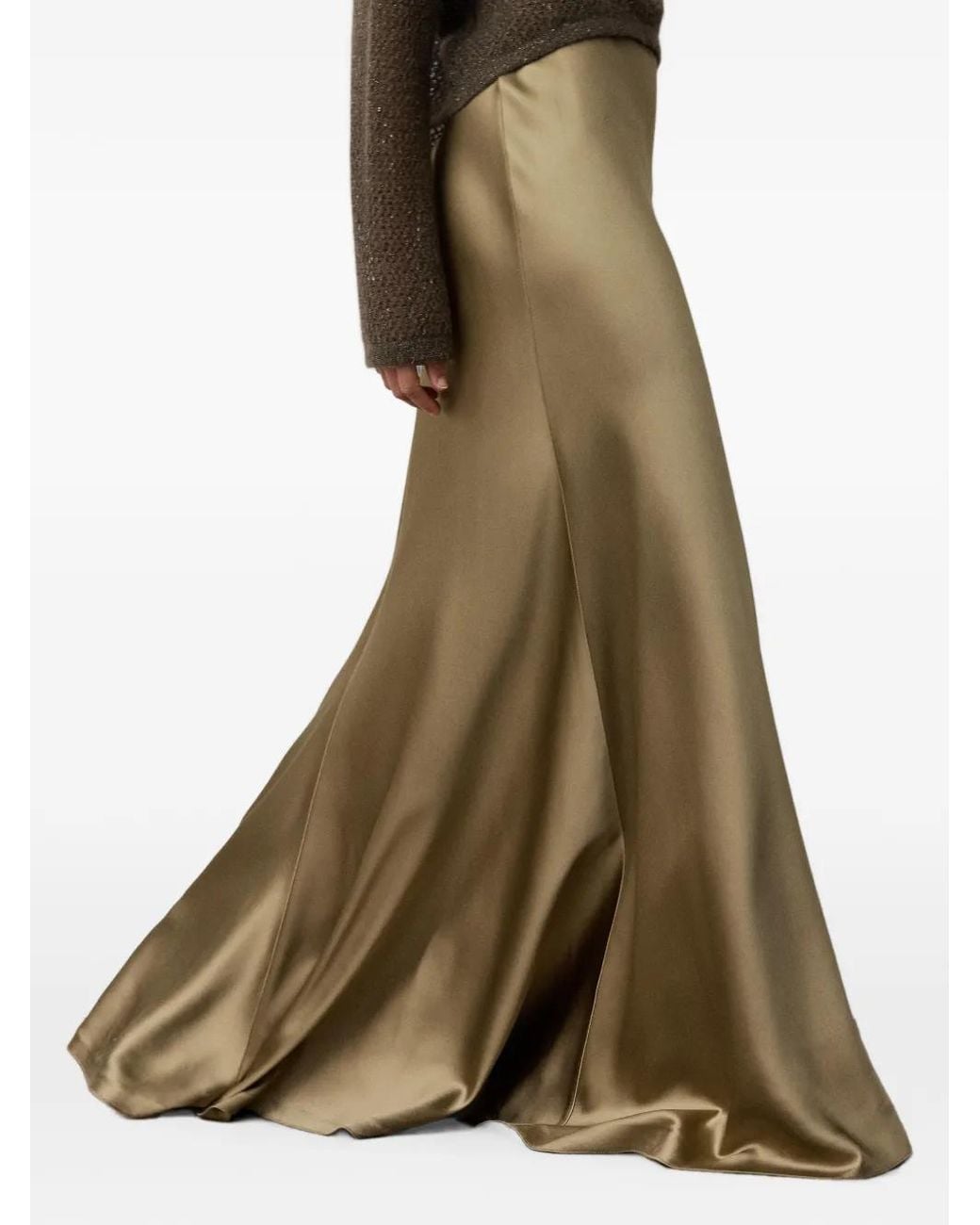 Ralph Lauren Natural Masina Satin Maxi Skirt