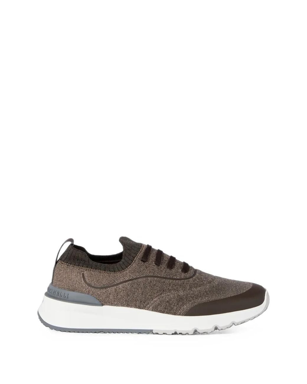 Brunello Cucinelli Gray Knit Sneakers for men